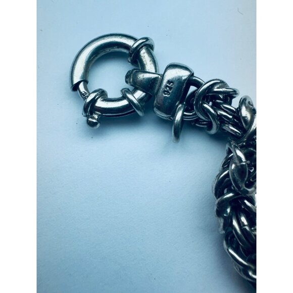 Vintage Estate Sterling Silver 925 Byzantine Chain Bracelet 7" Men Women 14.4g - Picture 6 of 7